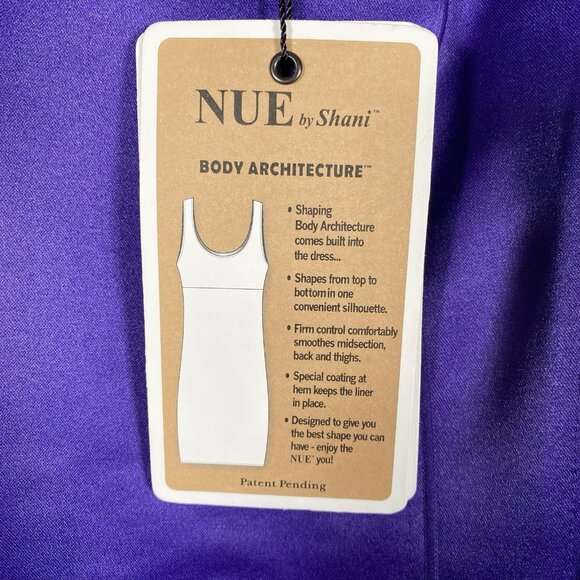 NUE by Shani Satin Sheath Dress Size 12 Elegant Formal Cocktail Party Shaping - Picture 7 of 15